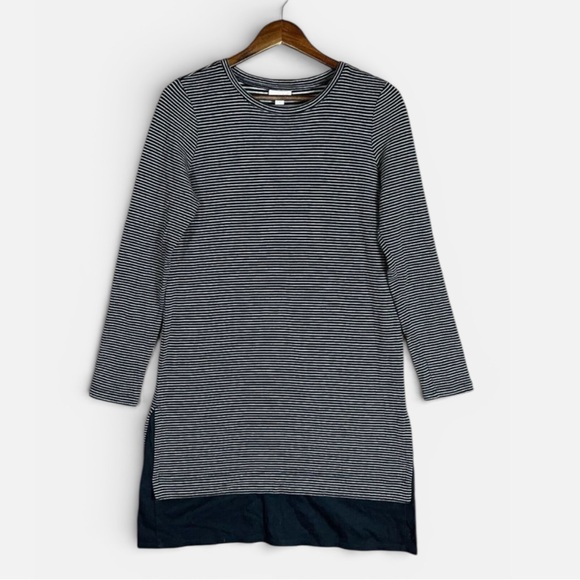 J. Jill Dresses & Skirts - J. Jill Tunic Dress‎ Size Small Black Long Sleeve Stripe Pullover Knit Cotton